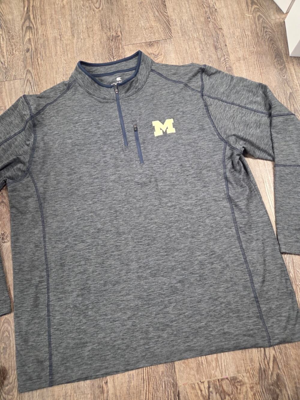 Colosseum Michigan Wolverines Dark Gray 1/4 Zip Thin Stretch Shirt 2XL Men's